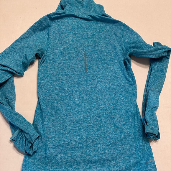 Nike Running Dri Fit Long Sleeve Blue Knit Hoodie Thumb Hole Mitts Reflective - Picture 3 of 5